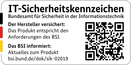 IT-Sicherheitskennzeichen mit QR-Code des BSI für den R&S®LANCOM 1800EF-5G
