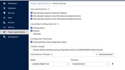 Screenshot: Setting of the project specifications in the R&S®LMC