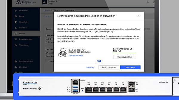 Abbildung Screenshot R&S®LMC Unified Firewall Lizenzierung, Abbildung Unified Firewall