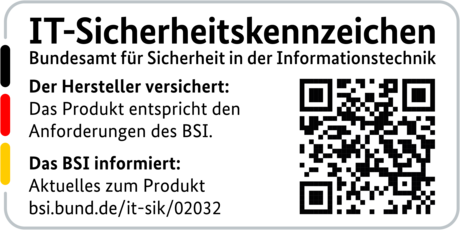 IT-Sicherheitskennzeichen mit QR-Code des BSI für den R&S®LANCOM 750-5G