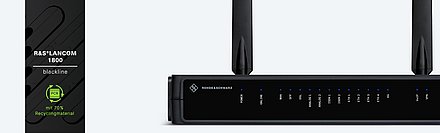 Produktfoto eines SD-WAN VoIP Gateways mit blackline-Banderole
