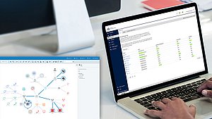 Collage of the three management tools for the R&S®LANCOM Unified Firewalls 