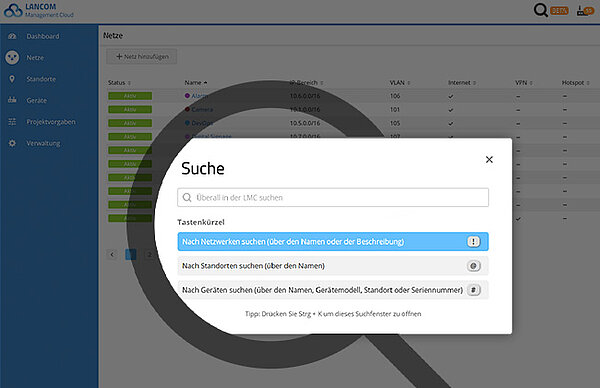 Screenshot der R&S®LMC mit Lupen-Icon