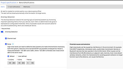 Screenshot: Setting the anomaly detection in the R&S®LMC