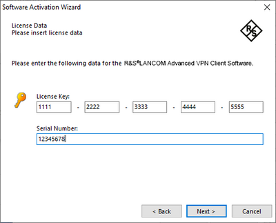 Screenshot of the online activation of the R&S®LANCOM Advanced VPN Client