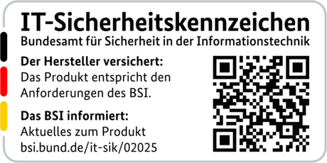 IT-Sicherheitskennzeichen mit QR-Code des BSI für den R&S®LANCOM 1803VA-5G