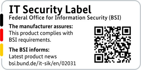 IT Security Label of the BSI with QR code for the R&S®LANCOM 1800VA-4G