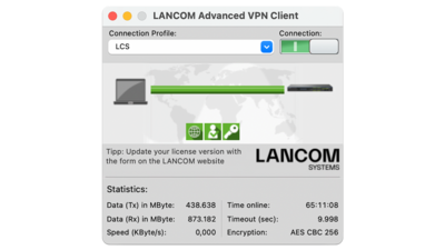 Screenshot R&S®LANCOM Advanced VPN Client macOS