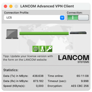 Screenshot R&S®LANCOM Advanced VPN Client macOS