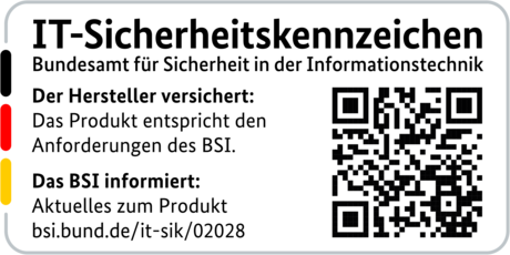 IT-Sicherheitskennzeichen mit QR-Code des BSI für den R&S®LANCOM 1800VA-5G