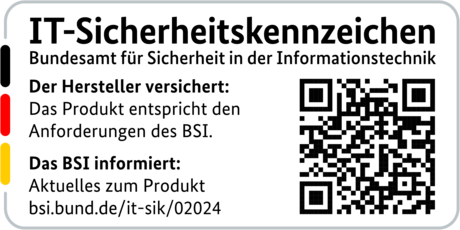 IT-Sicherheitskennzeichen mit QR-Code des BSI für den R&S®LANCOM 750-5G