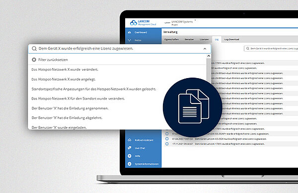 Screenshot der R&S®LMC mit Hervorhebung der Log-Meldungen