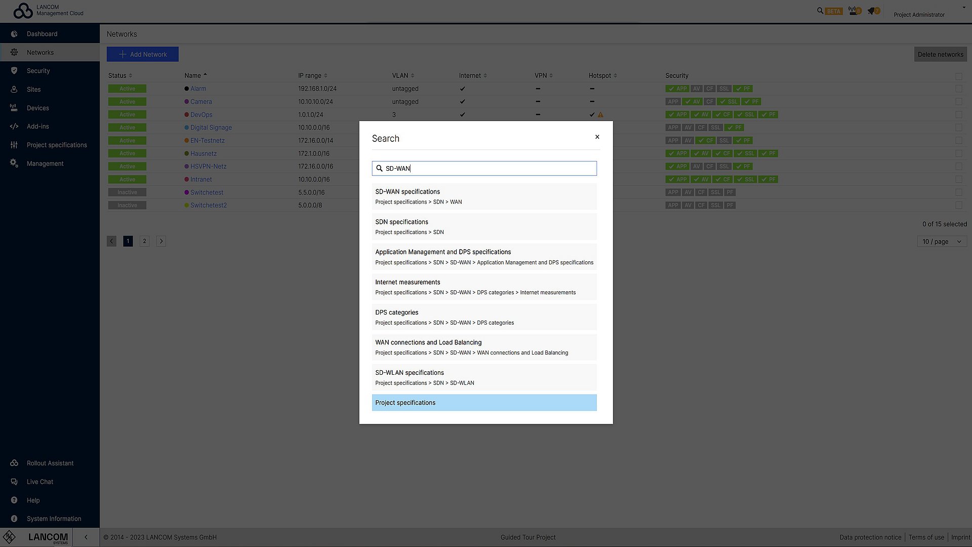 Screenshot: Suchfunktion in der R&S®LMC
