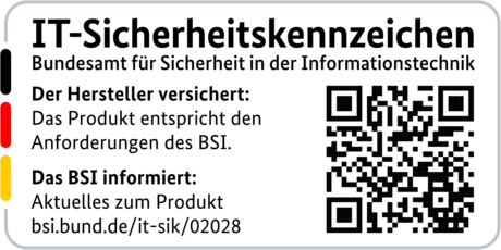 IT-Sicherheitskennzeichen mit QR-Code des BSI für den R&S®LANCOM 1803VAW
