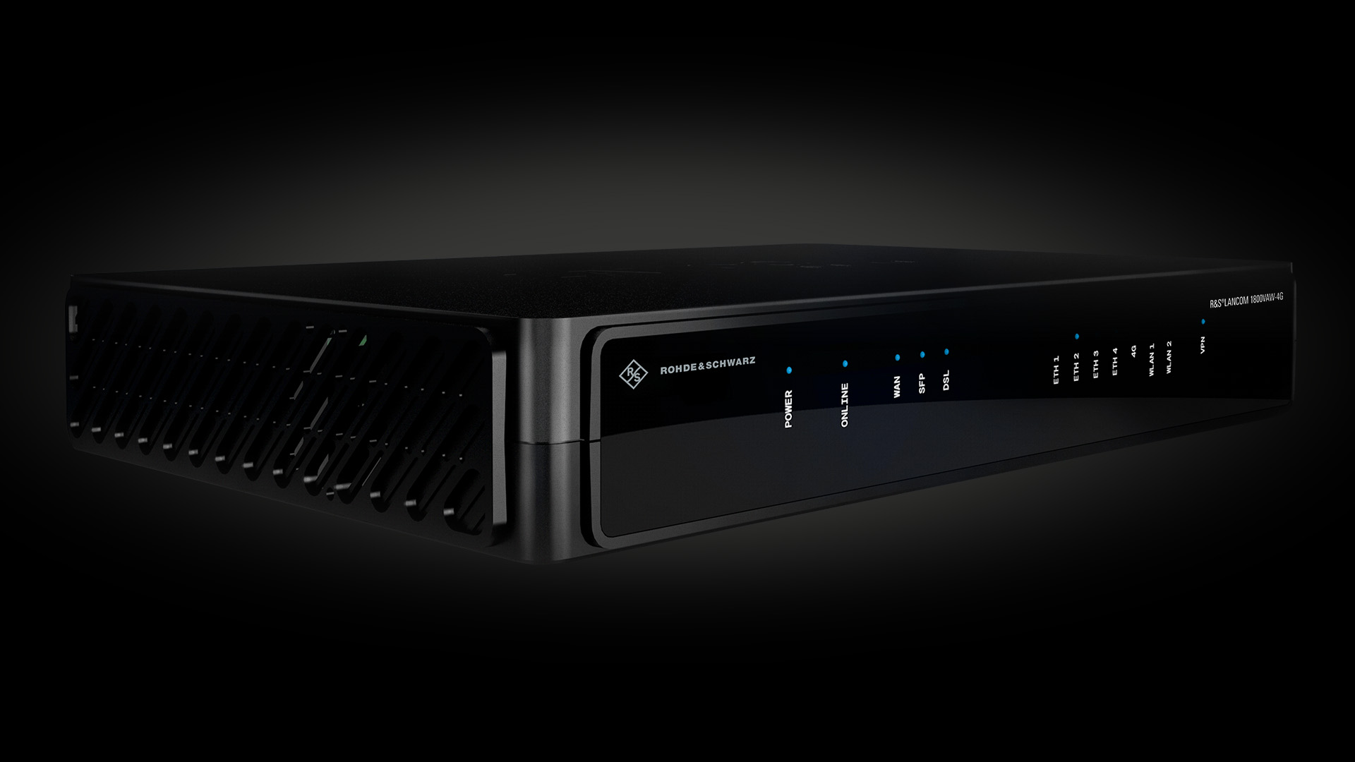 Blackline housing on a black background with the perspective from the left