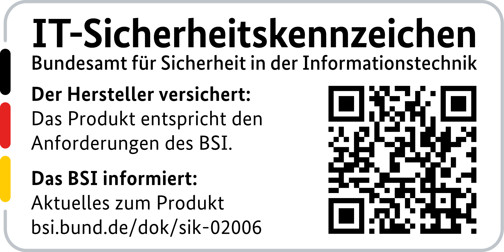  IT-Sicherheitskennzeichen mit QR-Code des BSI für den LANCOM 1640E