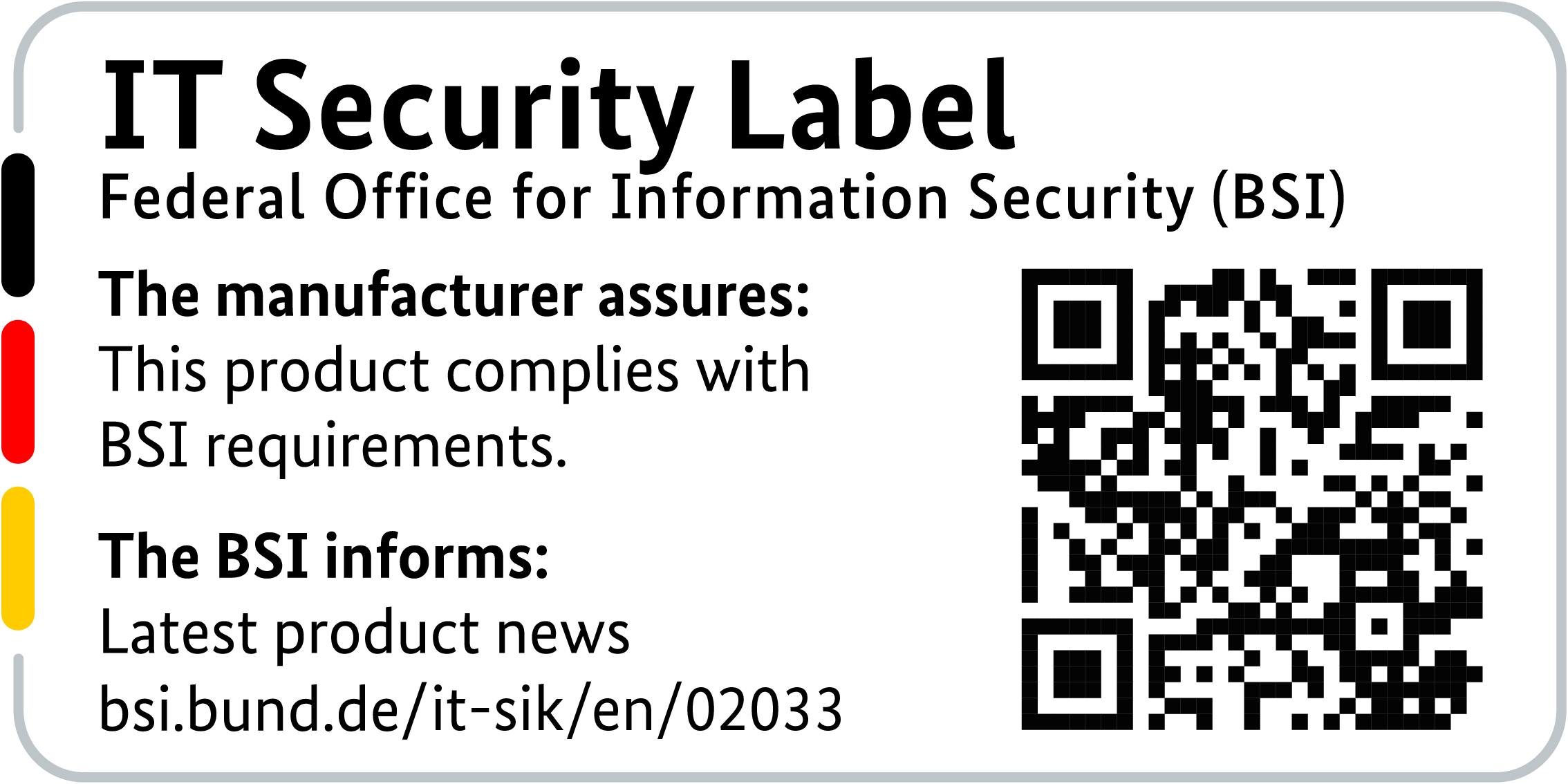 IT Security Label of the BSI with QR code for the R&S®LANCOM 1650E