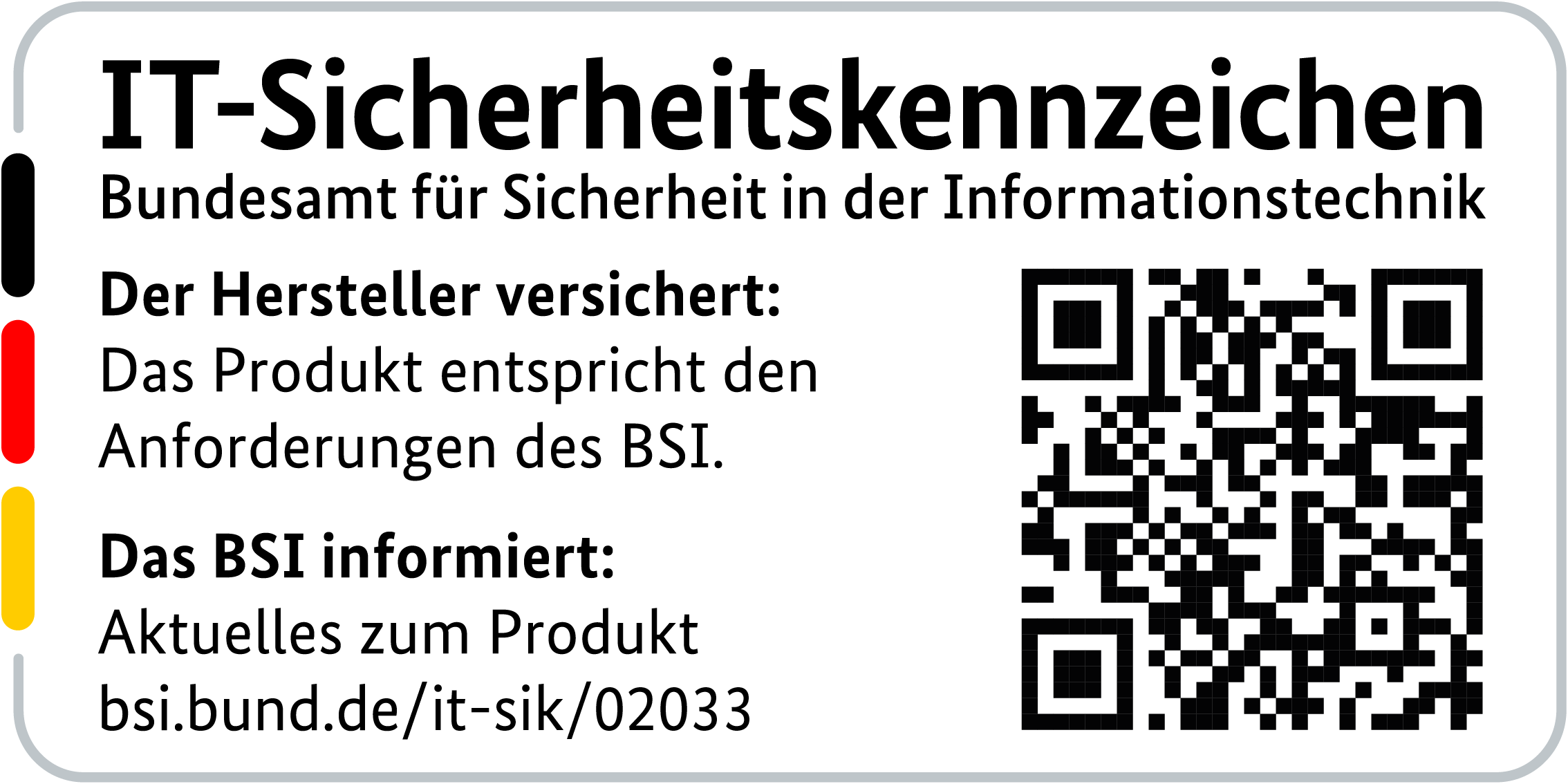 IT-Sicherheitskennzeichen mit QR-Code des BSI für den R&S®LANCOM 1650E