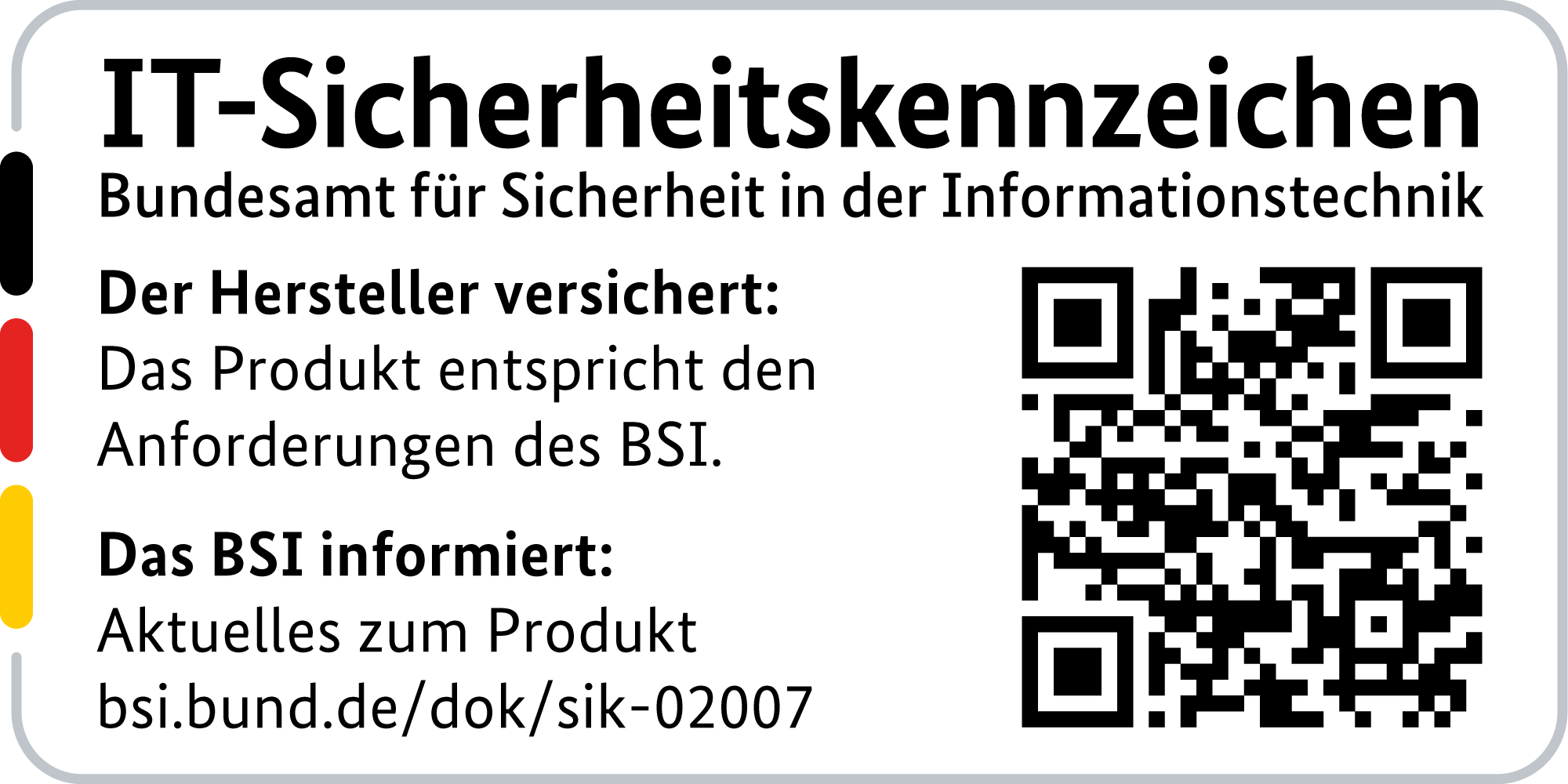 IT-Sicherheitskennzeichen mit QR-Code des BSI für den LANCOM 1780EW-4G+