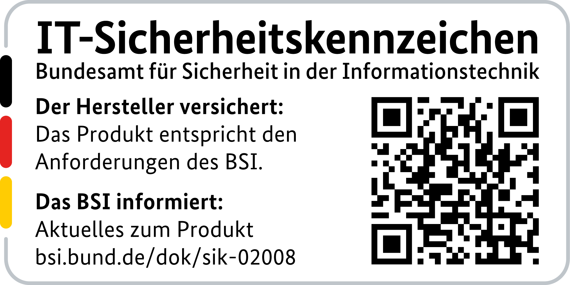 IT-Sicherheitskennzeichen mit QR-Code des BSI für den LANCOM 1781EW+
