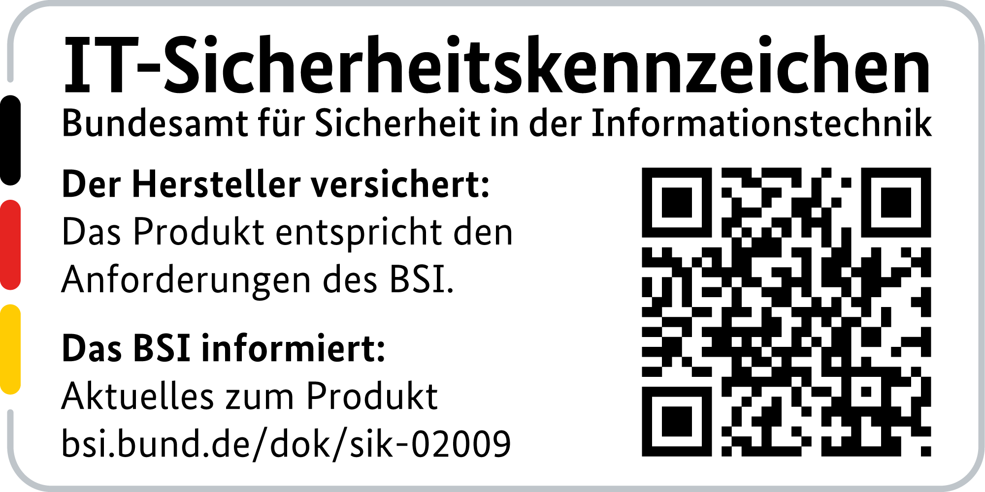 IT-Sicherheitskennzeichen mit QR-Code des BSI für den LANCOM 1784VA