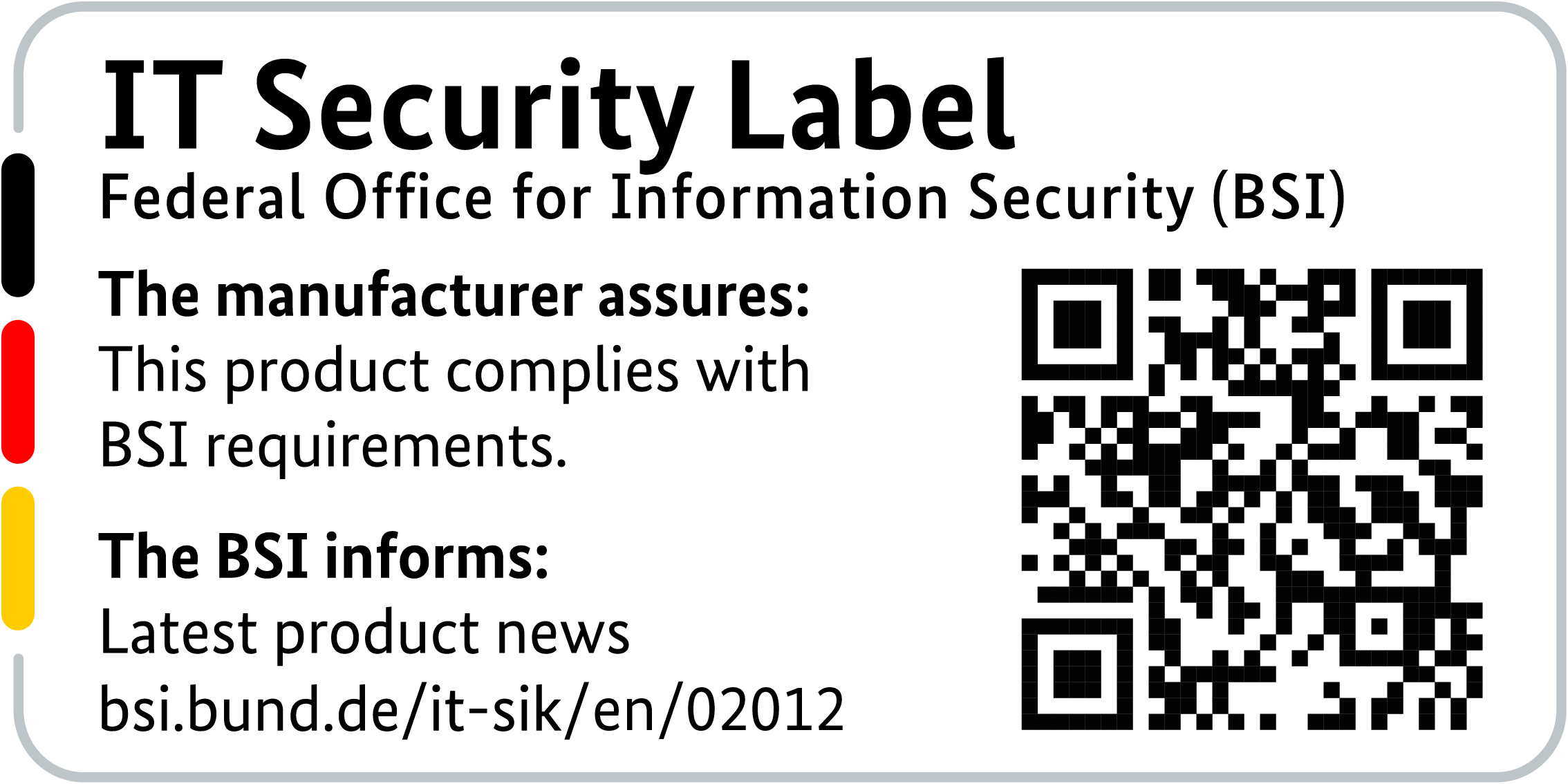 IT Security Label of the BSI with QR code for the LANCOM 1790VA