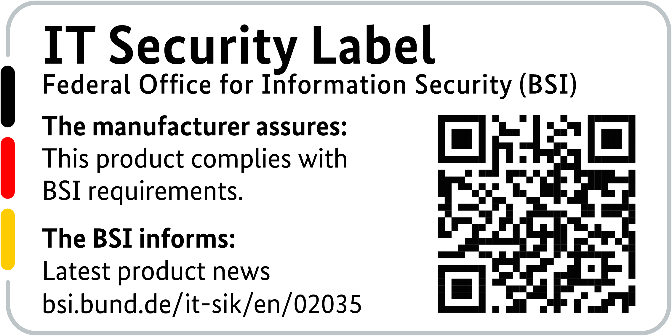 IT security label with QR code of the BSI for the R&S®LANCOM 1800EF-4G