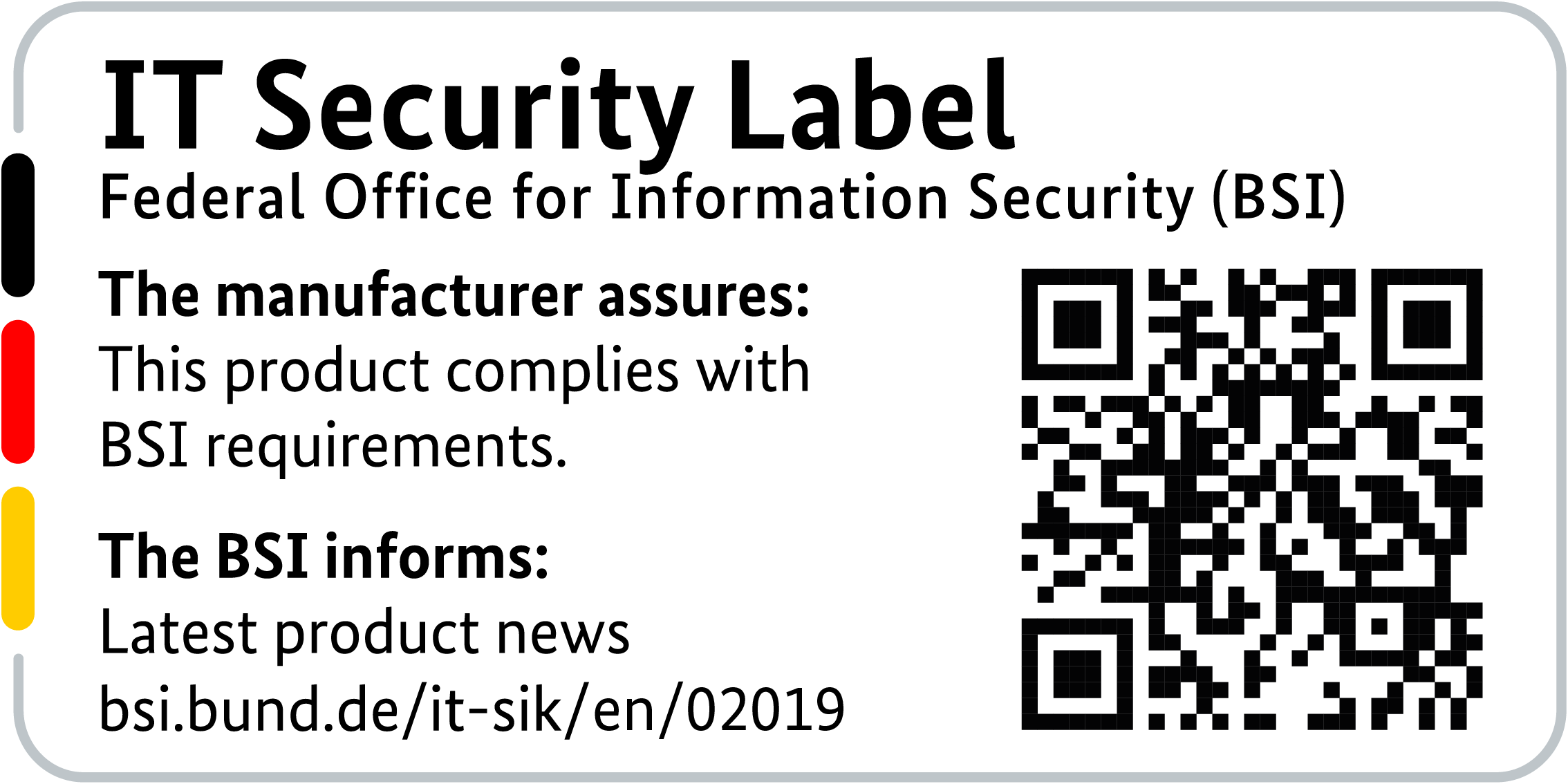 IT Security Label of the BSI with QR code for the R&S®LANCOM 1800EF-5G