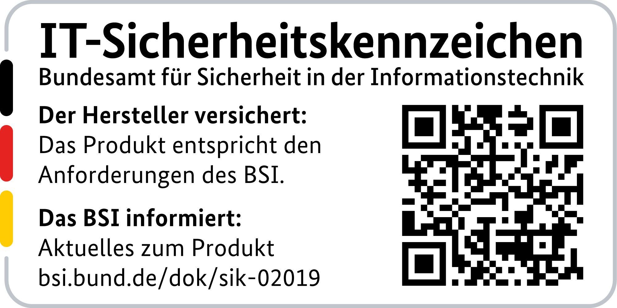 IT-Sicherheitskennzeichen mit QR-Code des BSI für den R&S®LANCOM 1800EF-5G