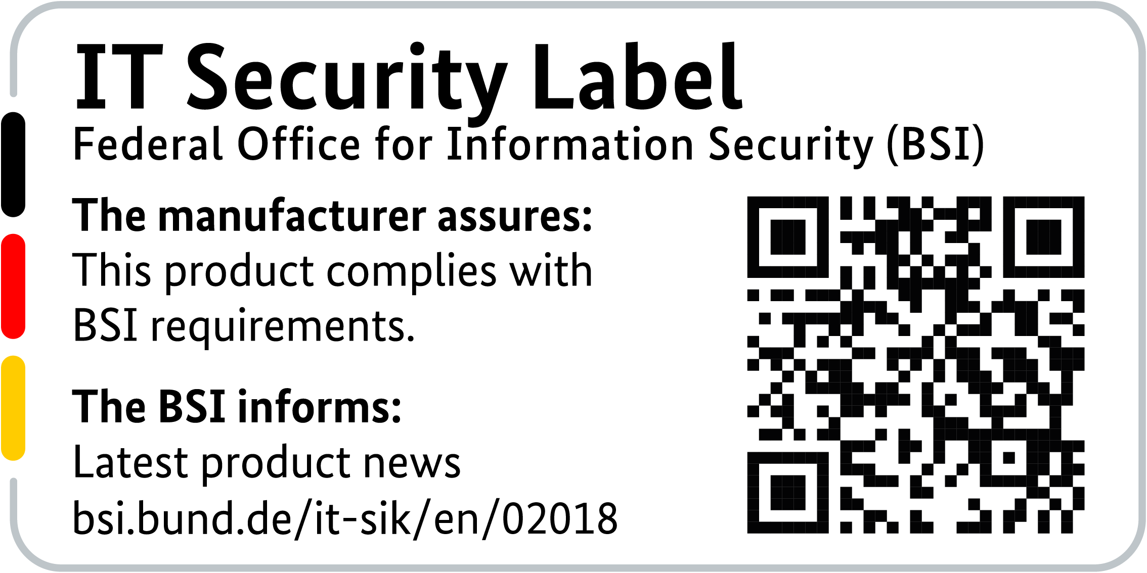IT Security Label of the BSI with QR code for the R&S®LANCOM 1800EF
