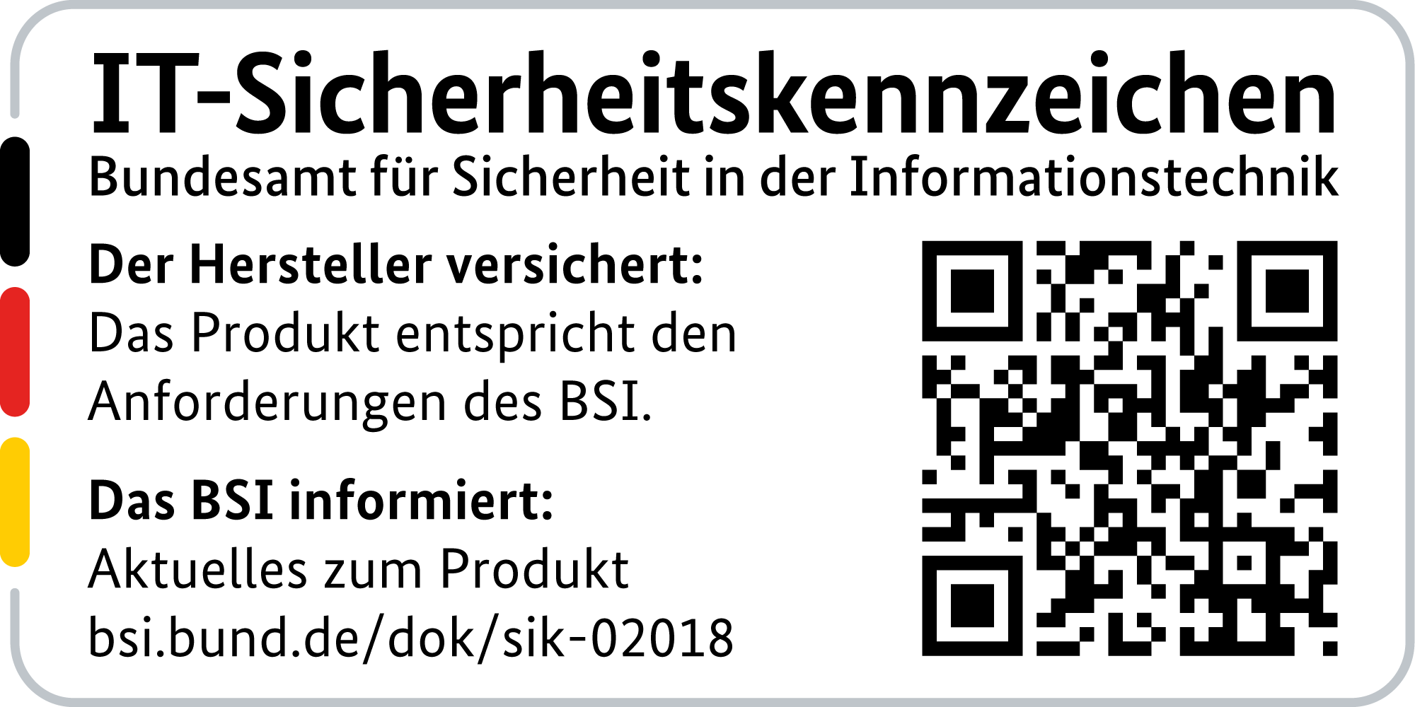 IT-Sicherheitskennzeichen mit QR-Code des BSI für den R&S®LANCOM 1800EF