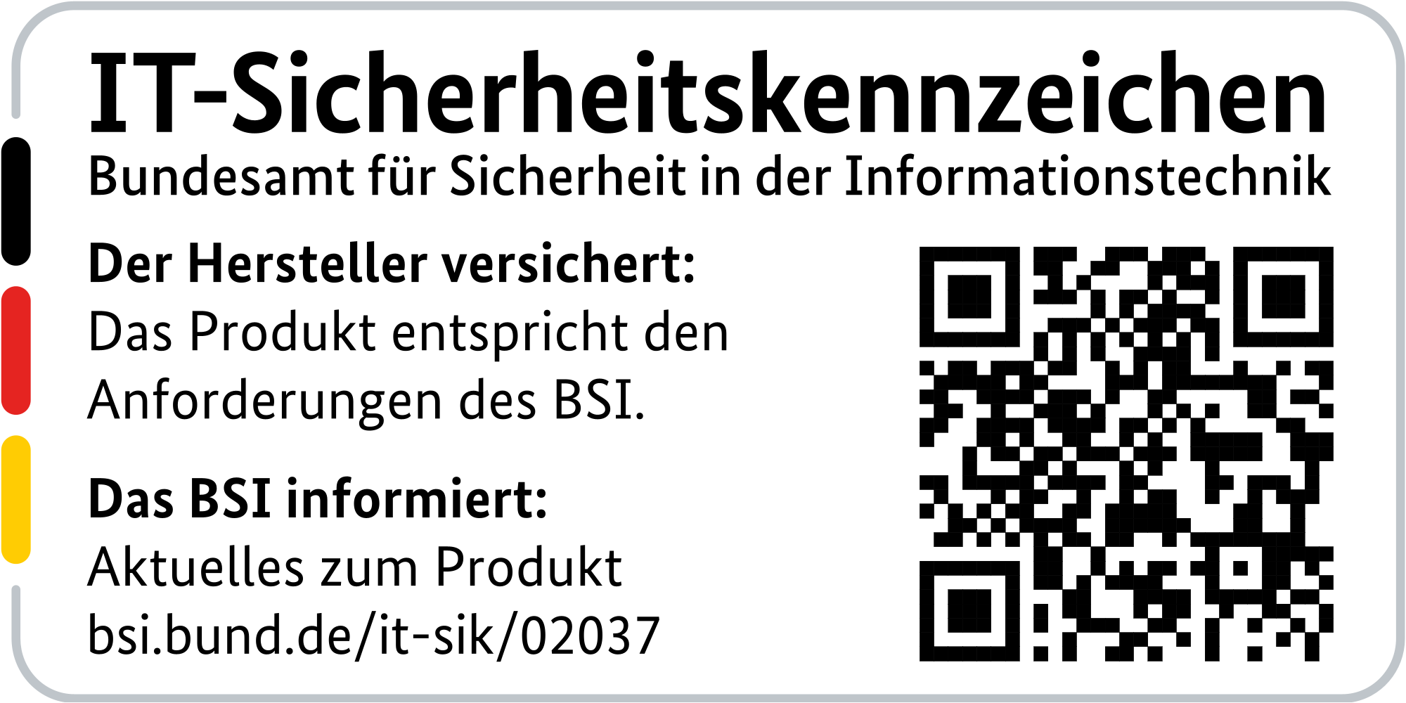 IT-Sicherheitskennzeichen mit QR-Code des BSI für den R&S®LANCOM 1800EFW-5G