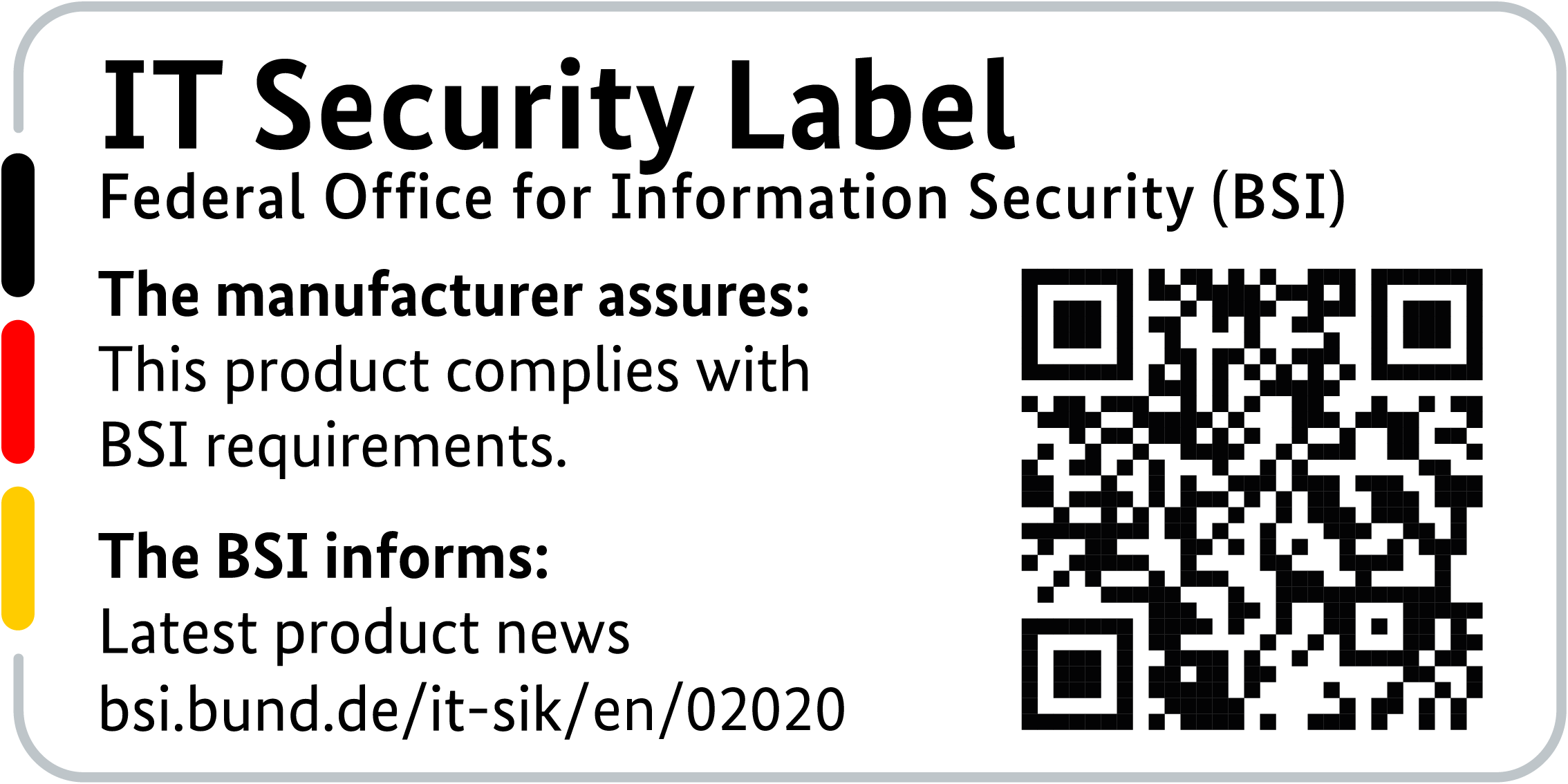 IT Security Label of the BSI with QR code for the R&S®LANCOM 1800EFW