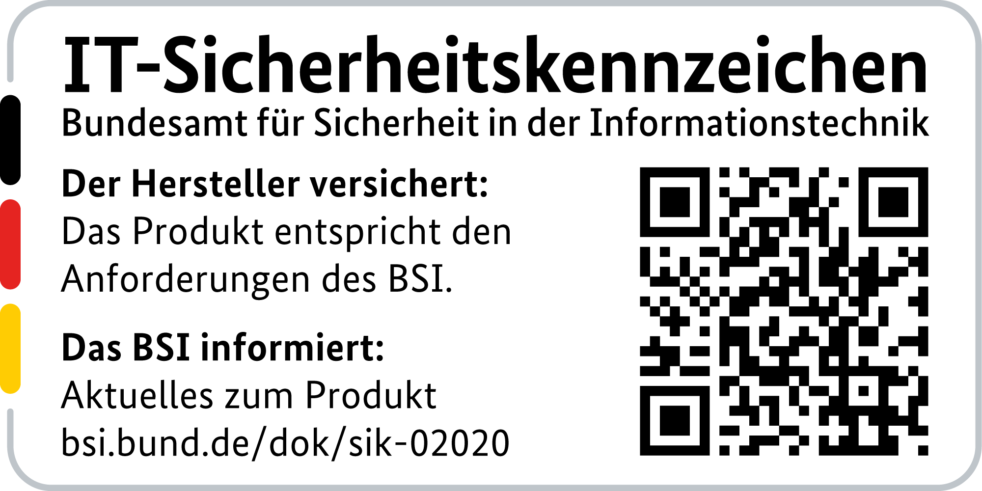 IT-Sicherheitskennzeichen mit QR-Code des BSI für den R&S®LANCOM 1800EFW