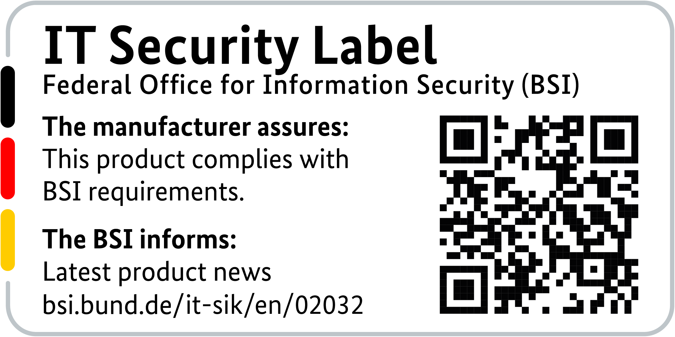 IT Security Label of the BSI with QR code for the R&S®LANCOM 1800VA-4G