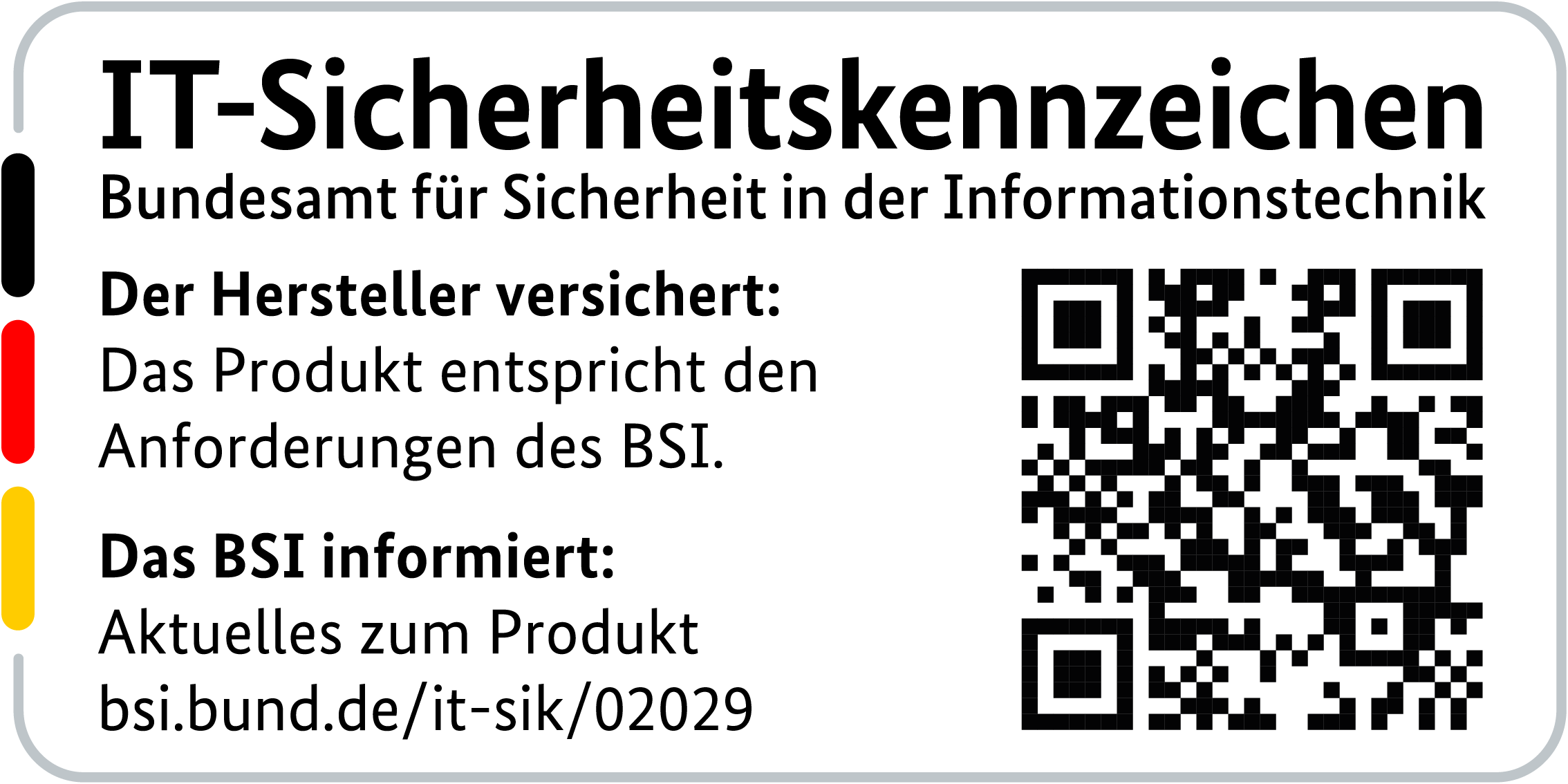 IT-Sicherheitskennzeichen mit QR-Code des BSI für den R&S®LANCOM 1800VA-5G