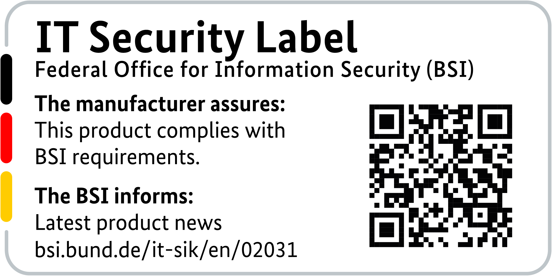 Label de sécurité informatique de la BSI avec code QR pour le R&S®LANCOM 1800VA