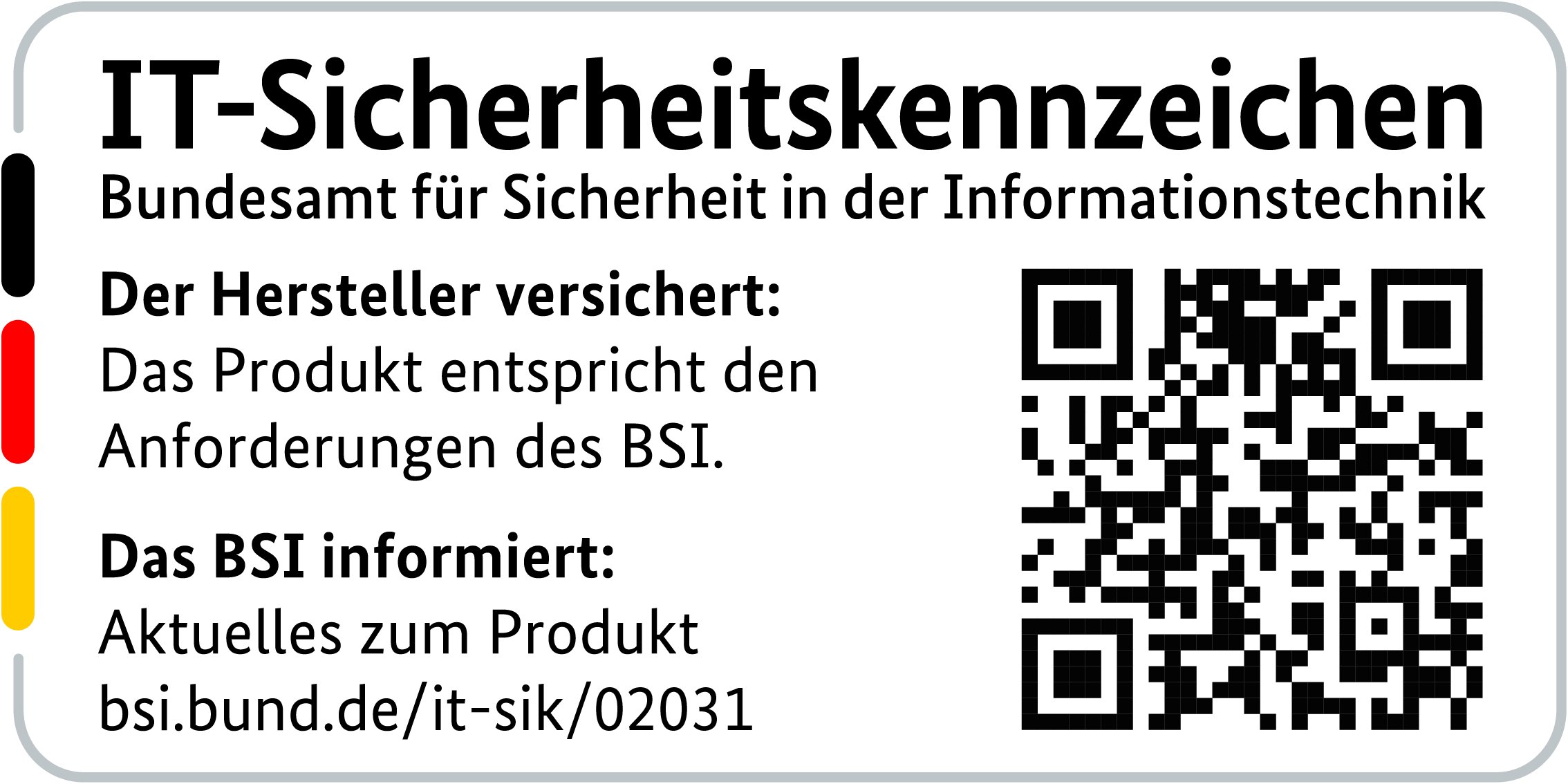 IT-Sicherheitskennzeichen mit QR-Code des BSI für den R&S®LANCOM 1800VA