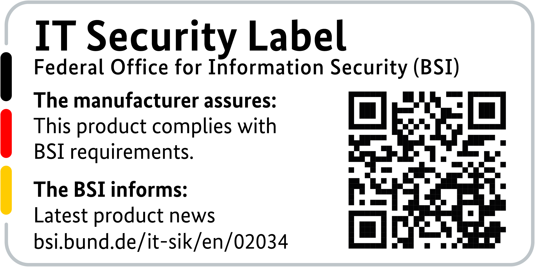 IT Security Label of the BSI with QR code for the R&S®LANCOM 1800VAW-4G