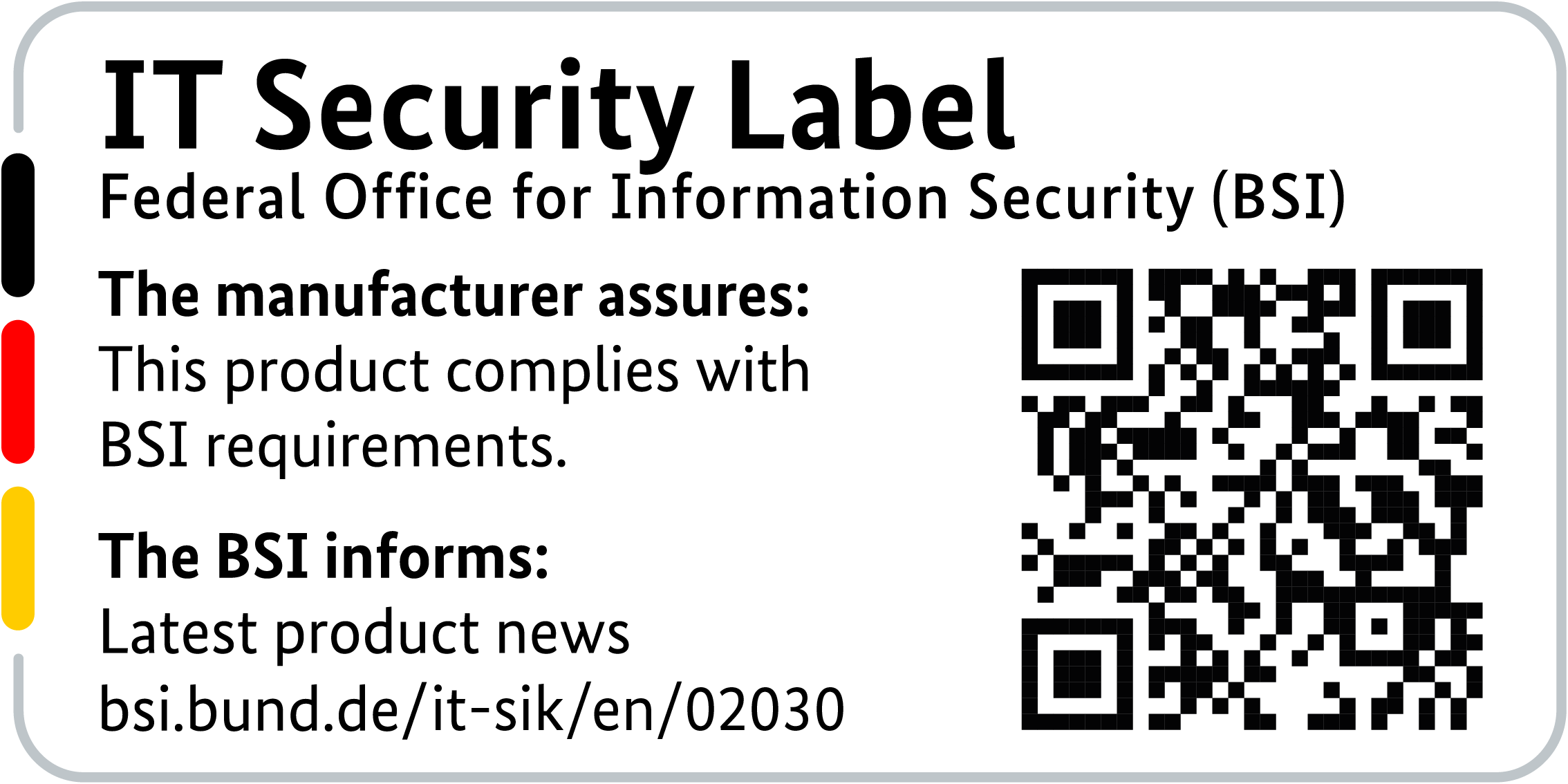 IT Security Label of the BSI with QR code for the R&S®LANCOM 1800VAW