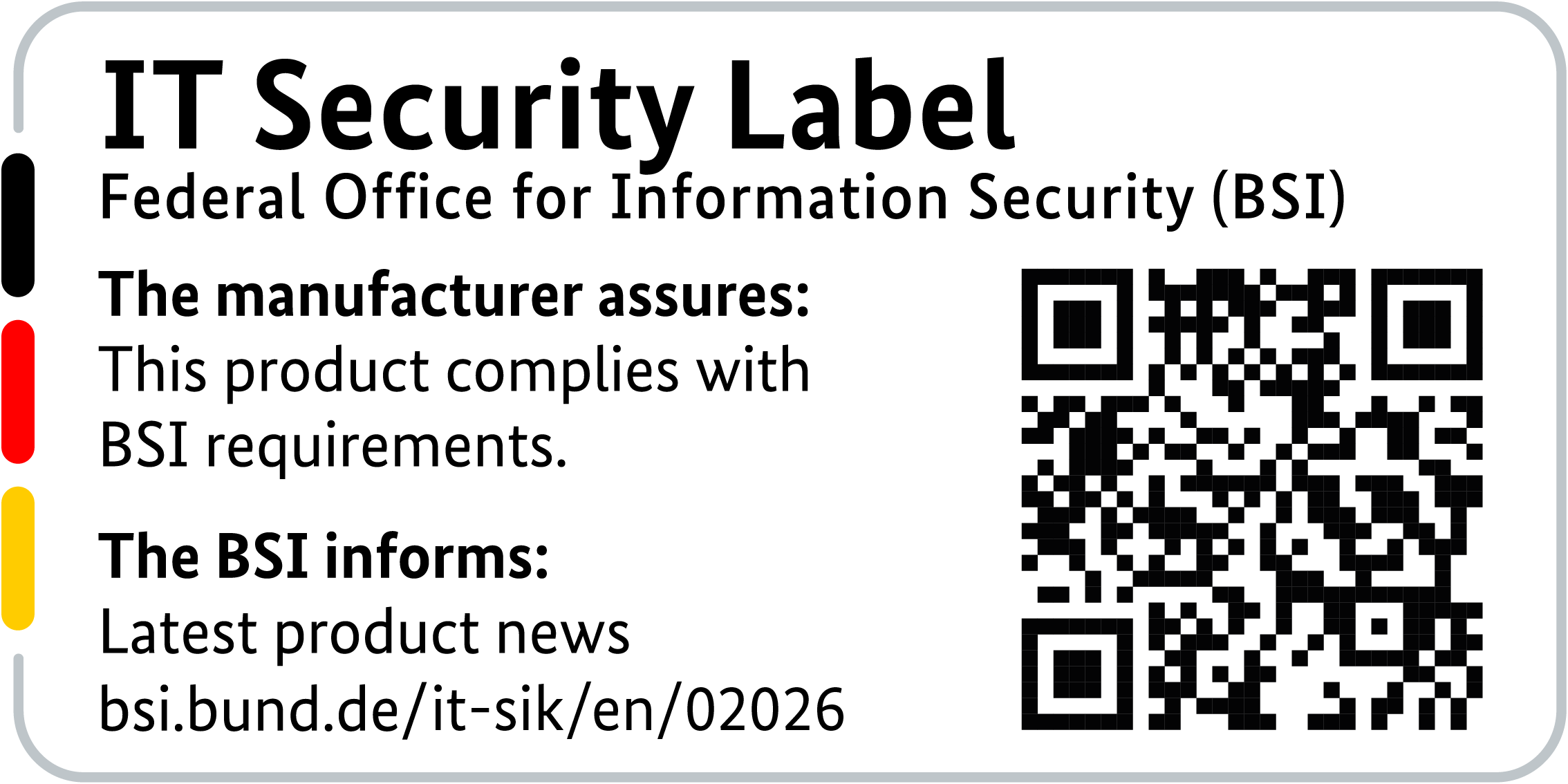 IT Security Label of the BSI with QR code for the R&S®LANCOM 1803VA-4G