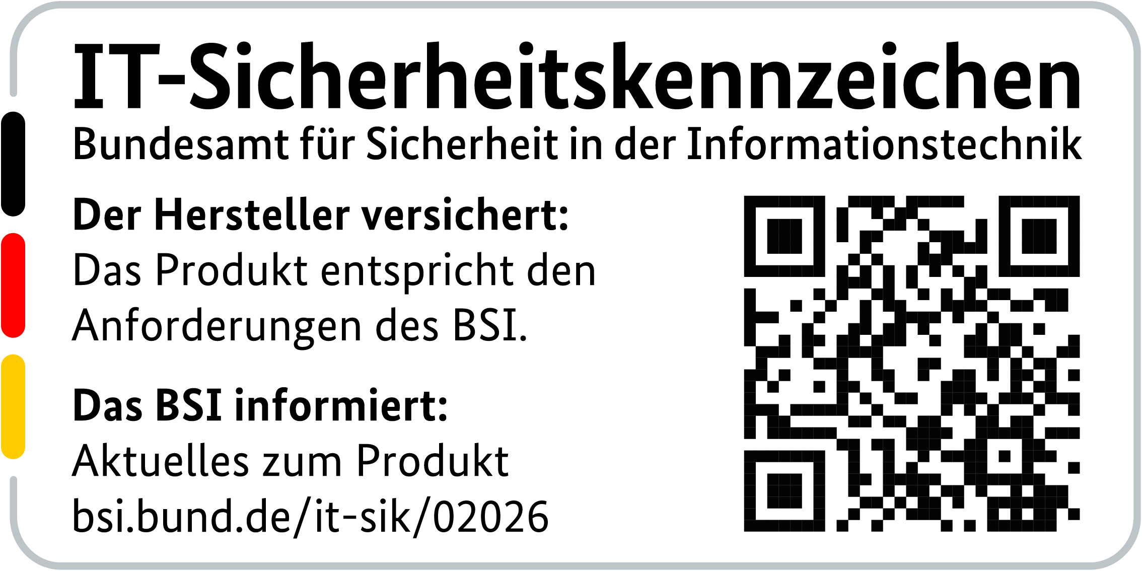IT-Sicherheitskennzeichen mit QR-Code des BSI für den R&S®LANCOM 1803VA-4G