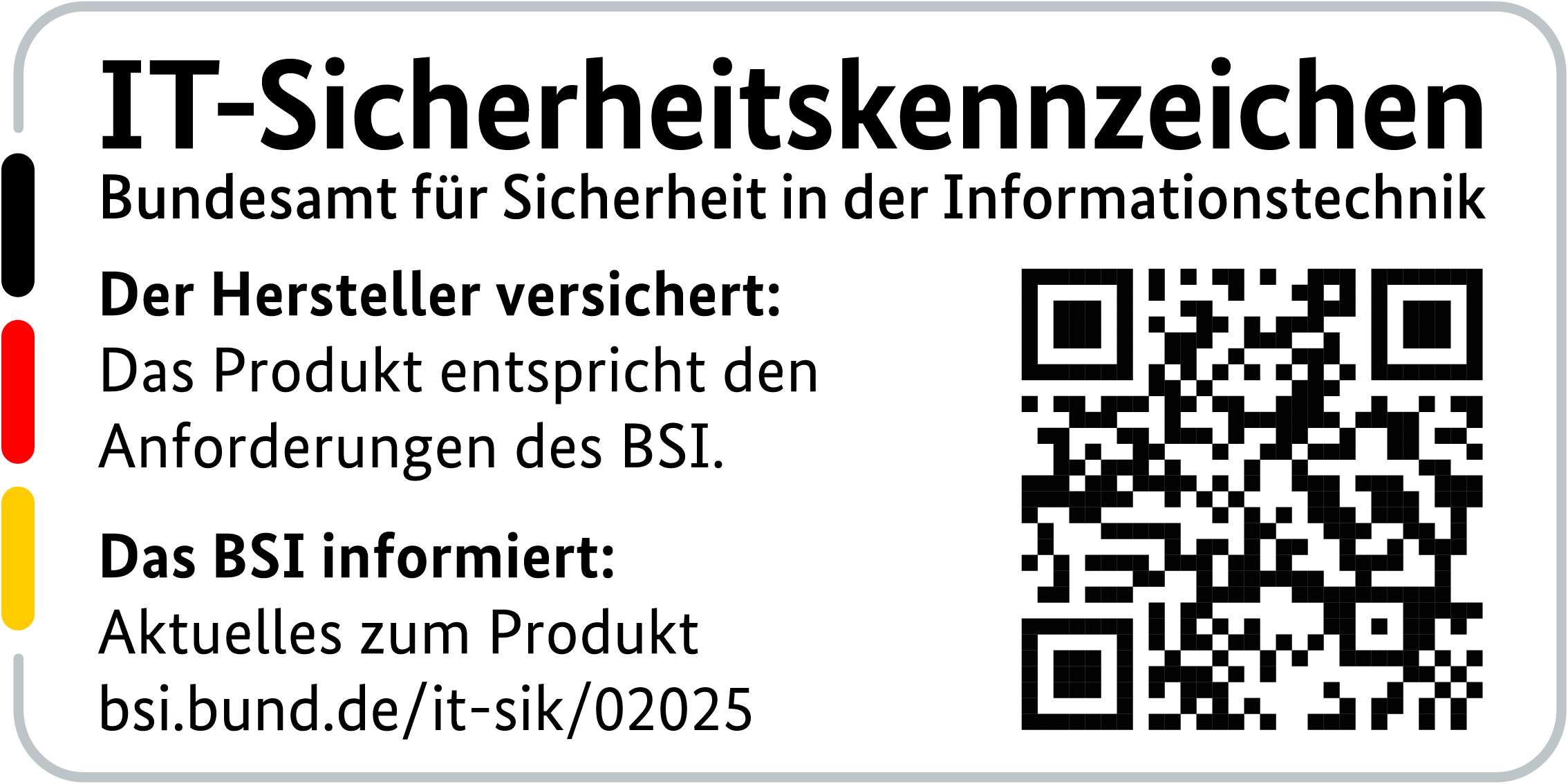 IT-Sicherheitskennzeichen mit QR-Code des BSI für den R&S®LANCOM 1803VA-5G