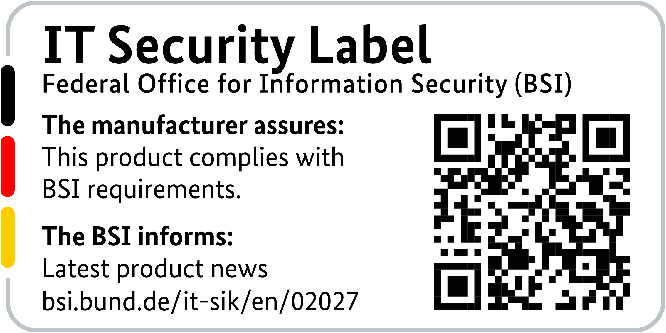 IT Security Label of the BSI with QR code for the R&S®LANCOM 1803VA