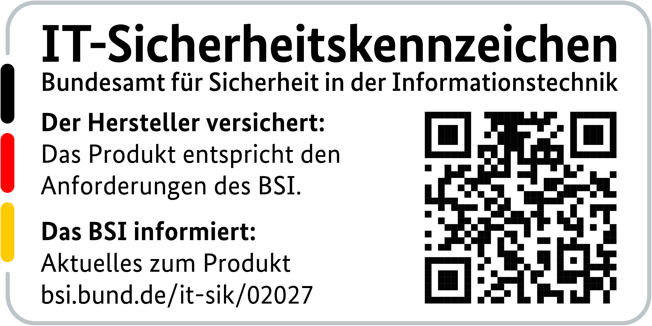 IT-Sicherheitskennzeichen mit QR-Code des BSI für den R&S®LANCOM 1803VA
