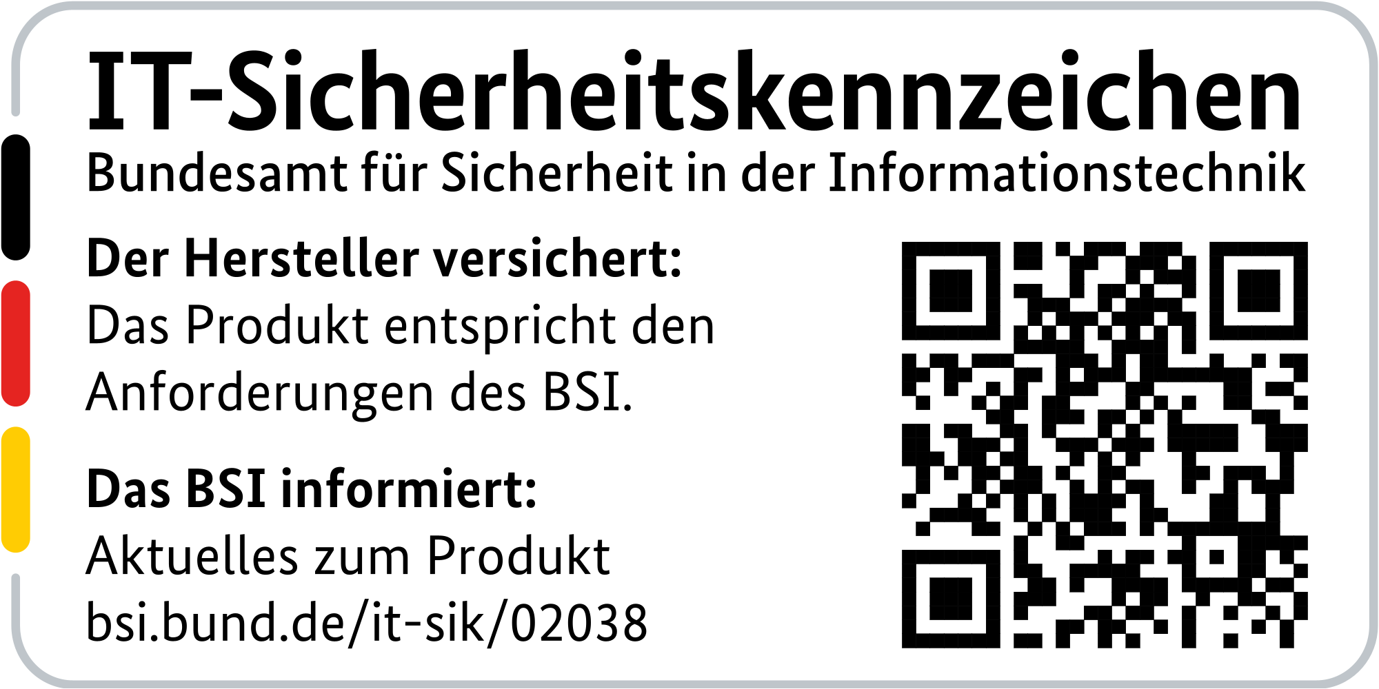 IT-Sicherheitskennzeichen mit QR-Code des BSI für den R&S®LANCOM 1803VAW-5G