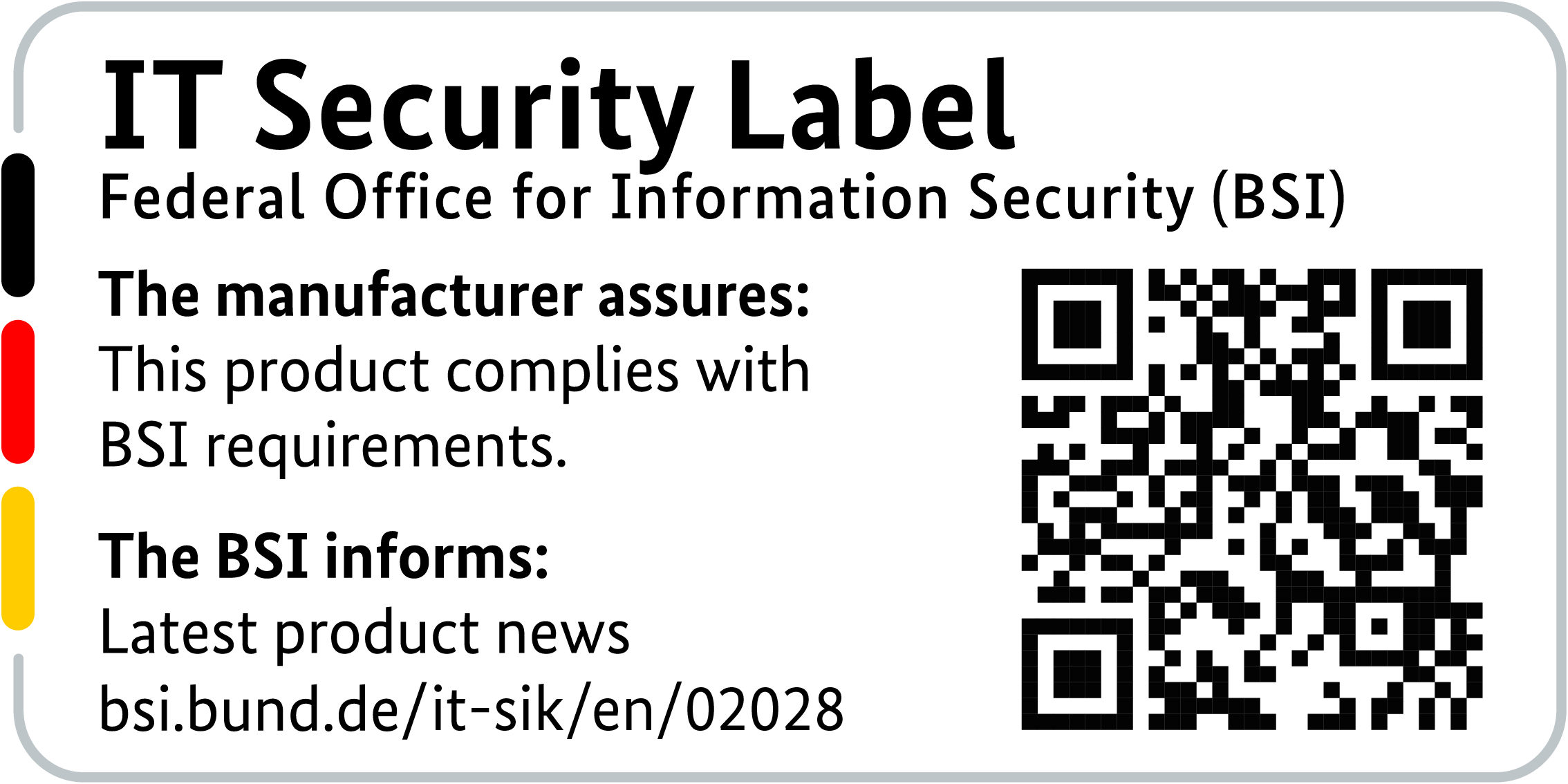 IT Security Label of the BSI with QR code for the R&S®LANCOM 1803VAW