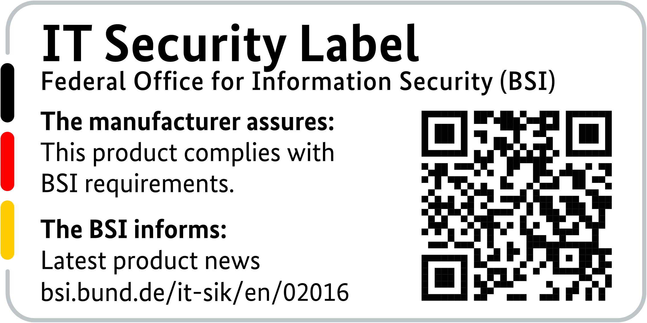 IT Security Label of the BSI with QR code for the R&S®LANCOM 730-4G+