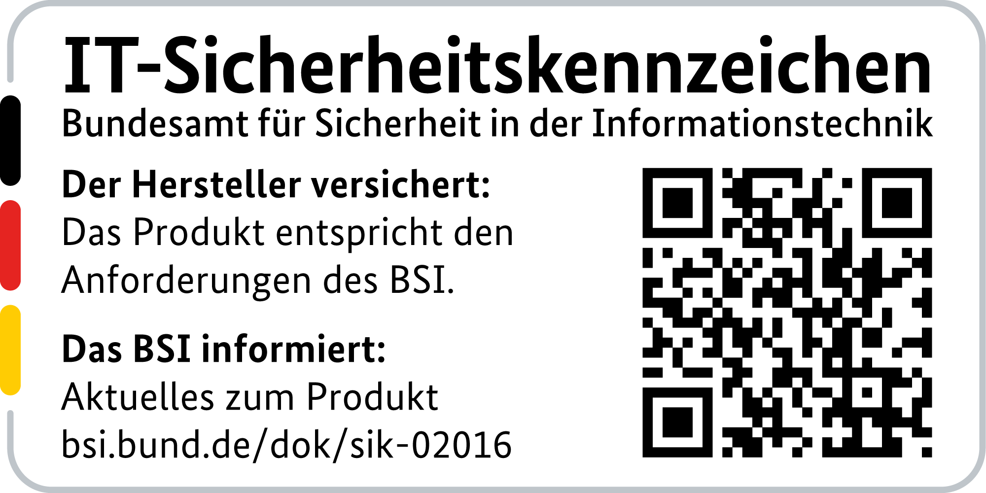 IT-Sicherheitskennzeichen mit QR-Code des BSI für den R&S®LANCOM 730-4G+