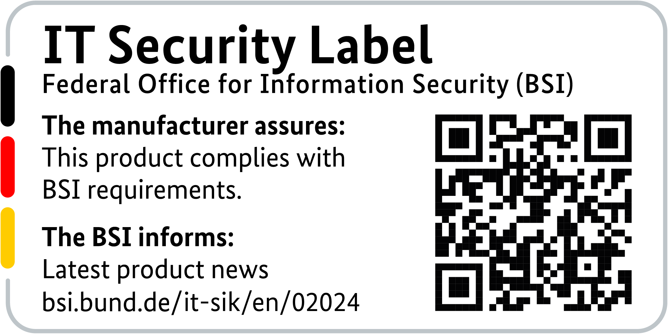 IT Security Label of the BSI with QR code for the R&S®LANCOM 750-5G